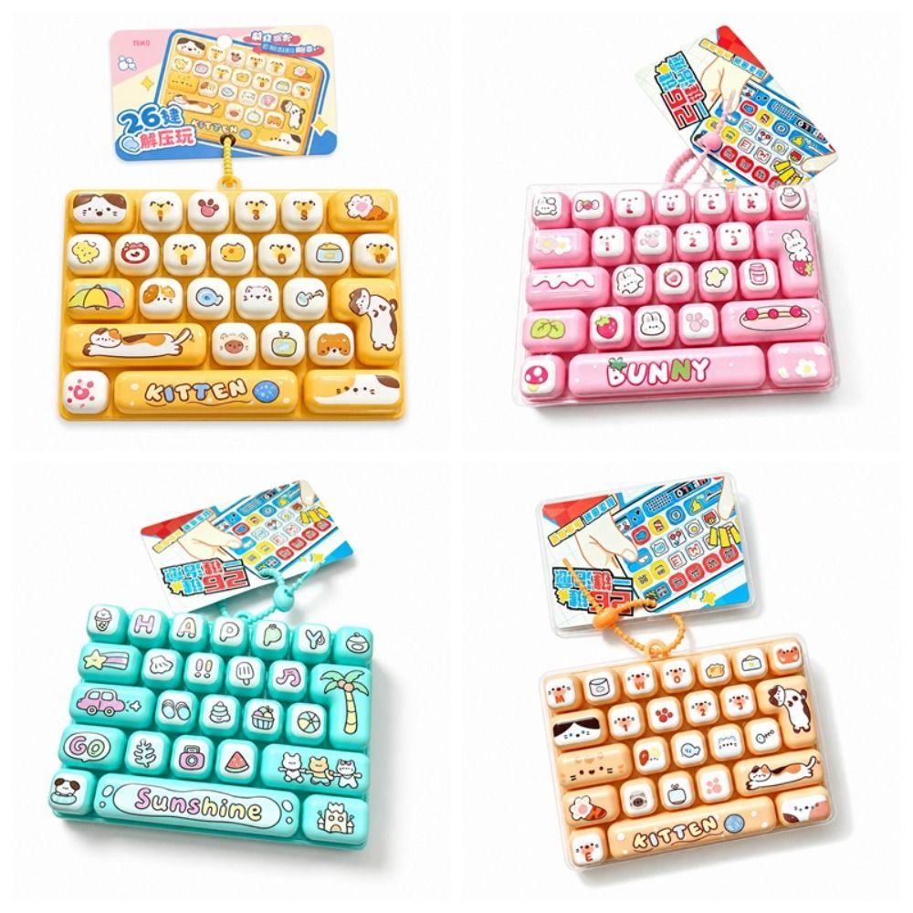 26-Key Decompression Button Toy Transparent Dual-Tone Keyboard Keychain Desktop Decoration