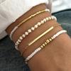 4er-Pack Buntes Perlenarmband Perlenarmband Rundperlenarmband Handgefertigt Verstellbarer Schmuck Geschenk für Stilvolle Frauen