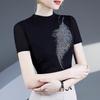 Fashion Mesh T Shirt With Rhinestone Embellishments For Summer Casual Womens Style