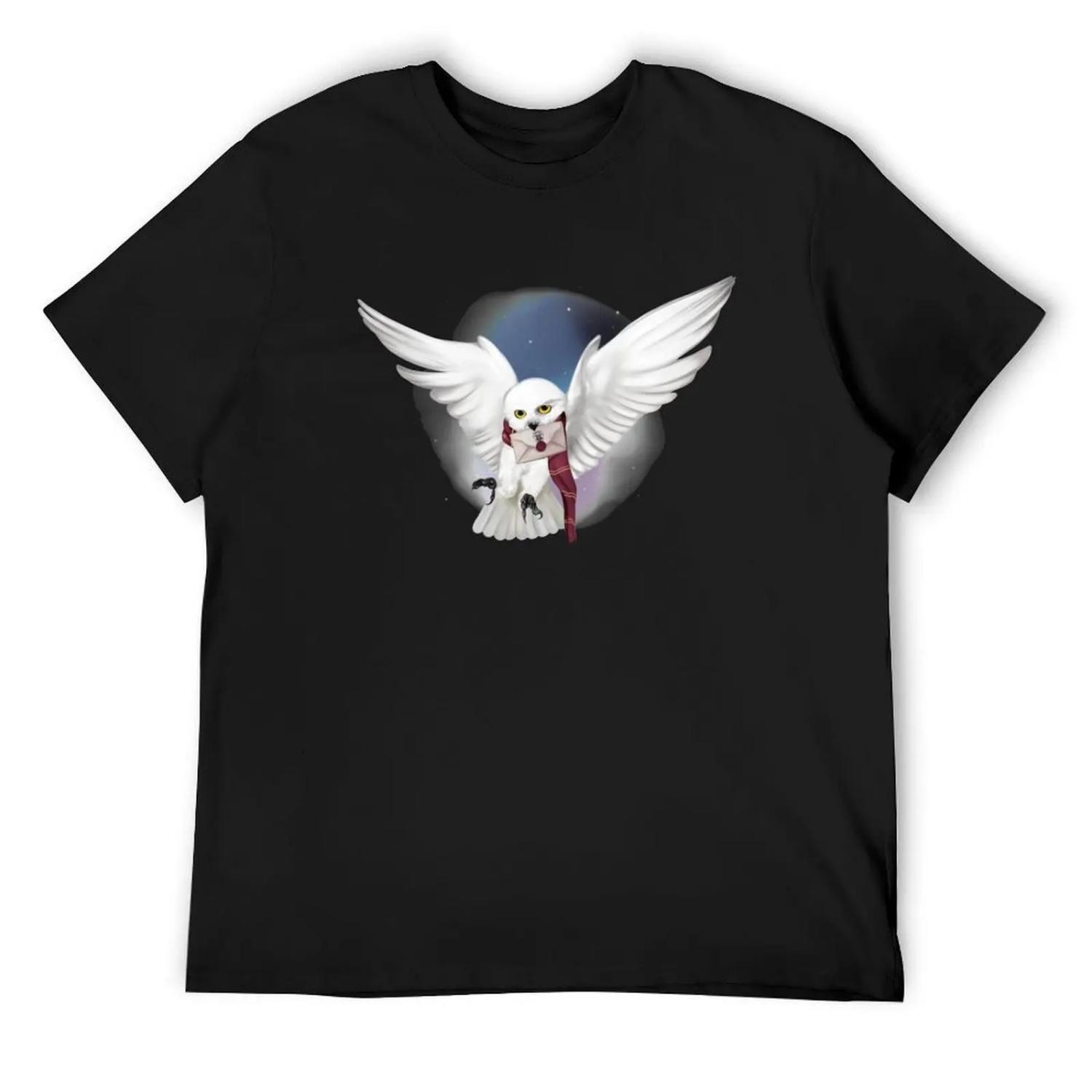 Snowy White Owl T-Shirt vintage clothes graphics black t-shirts for men S