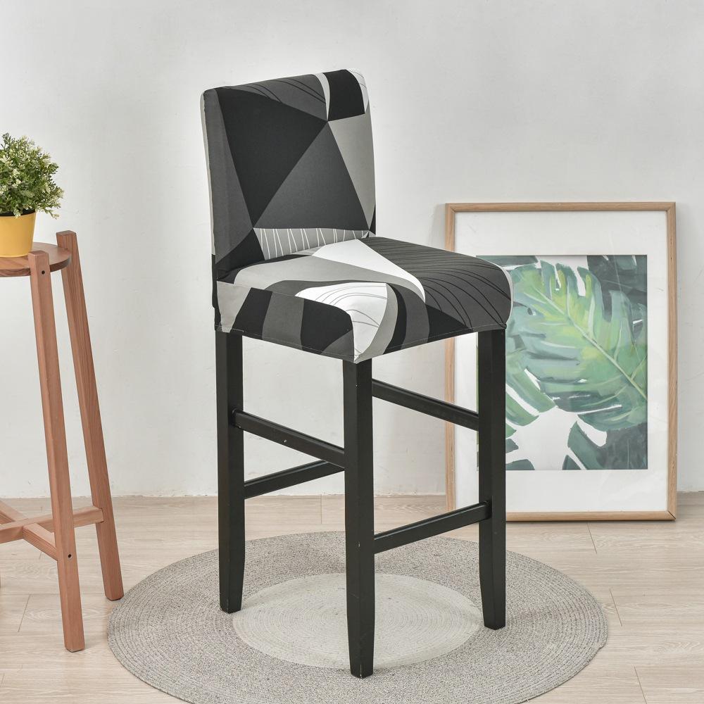 Elastic Bar Stool Chair Cover Home Dining Room Bar Seat Cover Geometric Style Restaurant Hotel Decor Washable Easy Cover 1pc