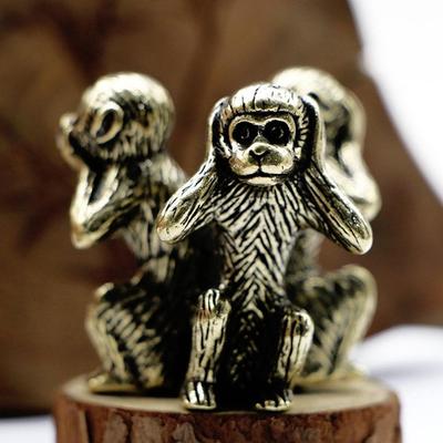 No Hear,No Speak,No See Antique Solid Crafts Warmhouse Gift Home Decor Wise Monkey Statue Car Ornaments Monkey Figurines