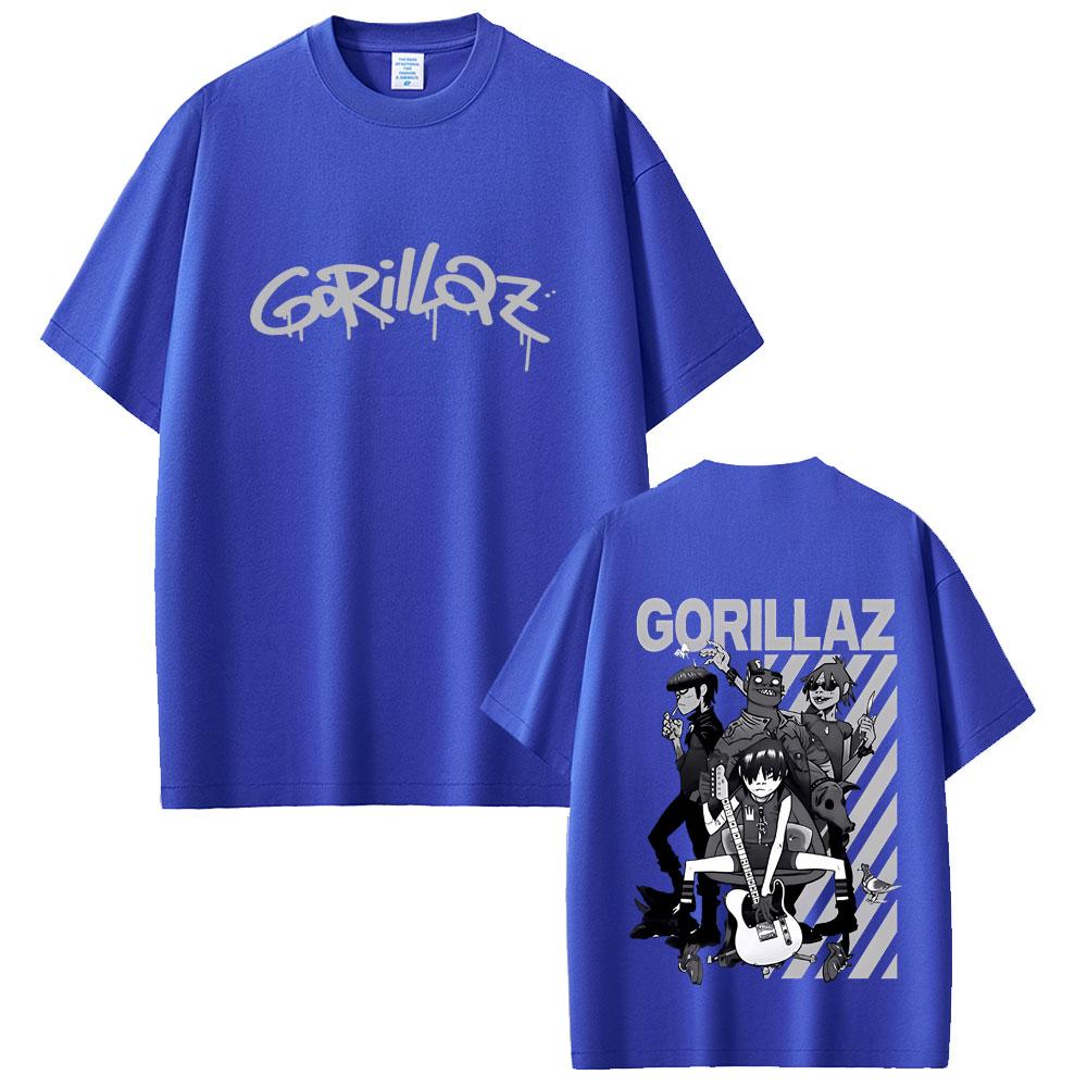 Limited Rock Band Gorillaz Print Tshirt Men Women Hip Hop Gothic Oversized Streetwear Mens Casual Vintage Short Sleeve Tshirt