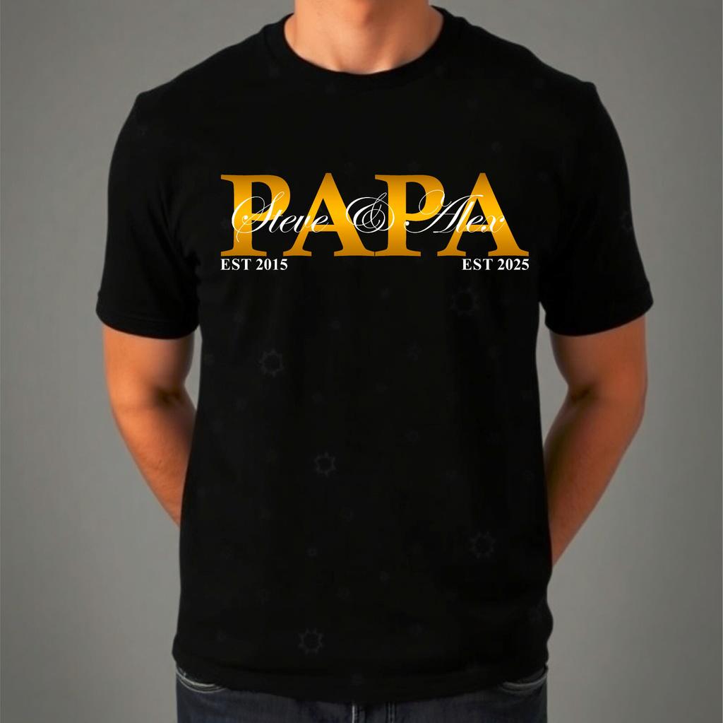 Personalised Papa Est 2026 New Dad Gift For Him Her Fathers Day Birthday T-Shirt