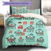 Custom Name,Cartoon Keroppi Hangyodon Series Pattern Bedding Home Decoration Birthday Gift ( 1 duvet cover + 2 pillowcase, without core),fan merchandi