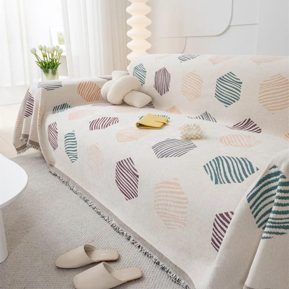 Мягкие диванные полотенца с весенним геометрическим узором — фото 5