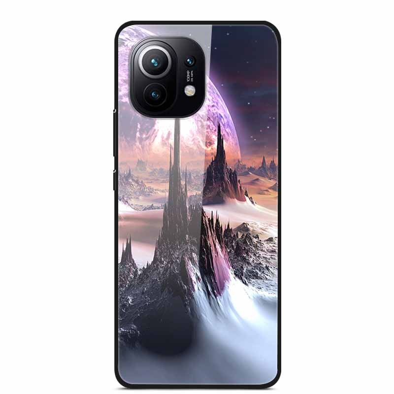 Glass Back Cover For Xiaomi 11 Lite 5G NE Case Soft Edge Hard Tempered Glass Case For Xiaomi Mi 11 Lite 5G NE Phone Case Coque