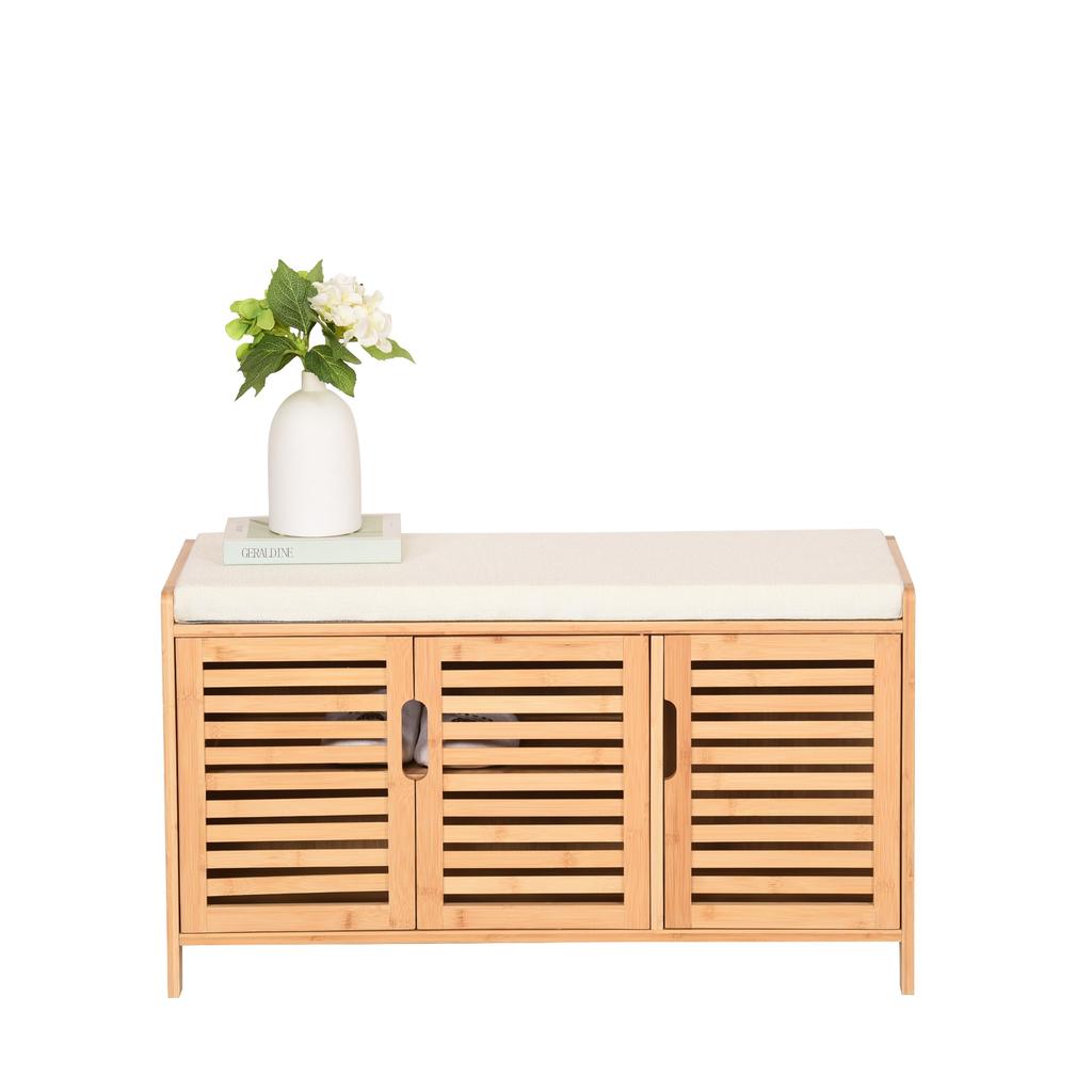 Shoe Cabinet With Seat Bamboo Shoe Shelf 50X90X35
