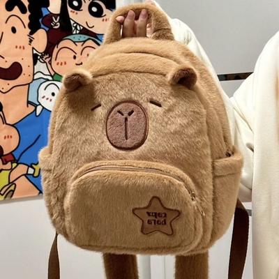 Borsa a tracolla in peluche Capibara Borsa a tracolla Cartoon Kawaii Autunno Inverno Zaino versatile per cartoni animati Borsa a tracolla in peluche Capibala divertente