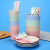 High Grade Wheat Straw Dinnerware Set Children's Unbreakable Dishes Tableware Fork Spoon Chopsticks Bowls Cup Dish Camping Set