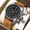 POEDAGAR Luxury Fashion Men's Wristwatch Luminous Waterproof Chronograph Men Clock Leather Military Quartz Watches For Man Reloj