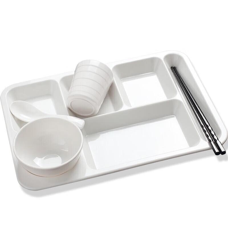 Rectangular Melamine 6-Compartment Food Tray