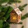 Christmas Wooden House  Christmas Decoration LED Light Xmas Tree Hanging Ornament Home New  Gift Navidad Hanging Decor