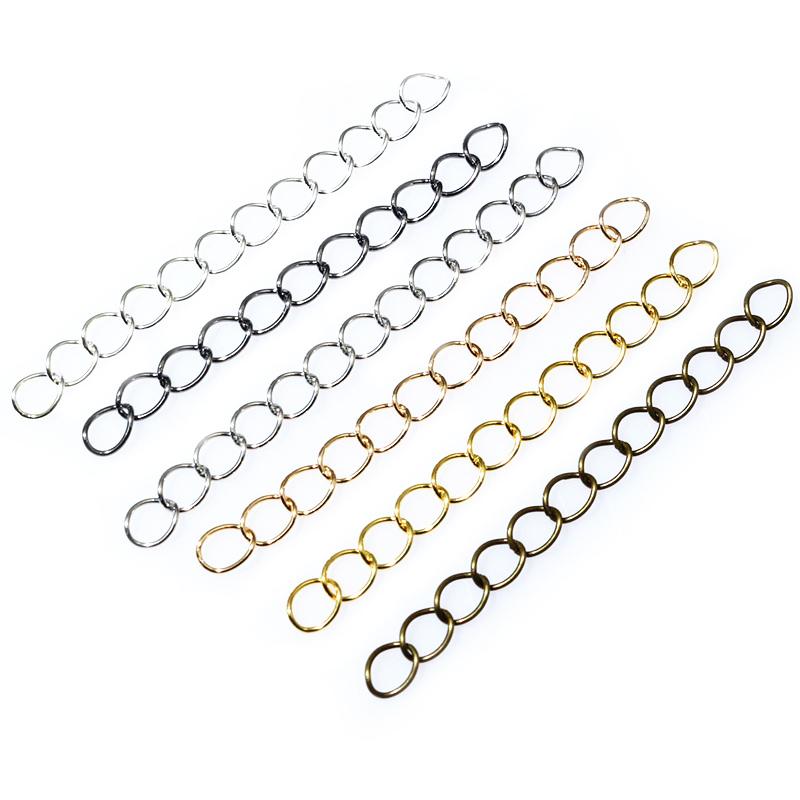 50pcs 50mm Length 3x2/4x3mm Necklace Extension Chain Bulk Tail Chains Extender For Bracelet DIY Jewelry Making Accessories
