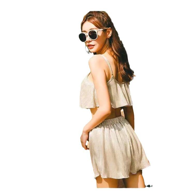 Korea Dongdaemun Loose Split Camisole Two-Piece Slimming Swimsuit with Tummy Control