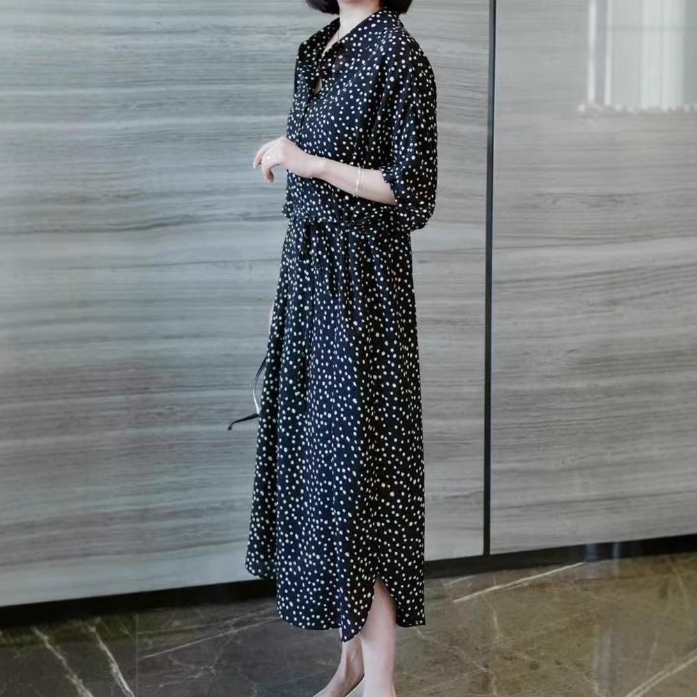 2025 spring and summer new thin polka dot design long dress women's fashion temperament casual loose cool dress