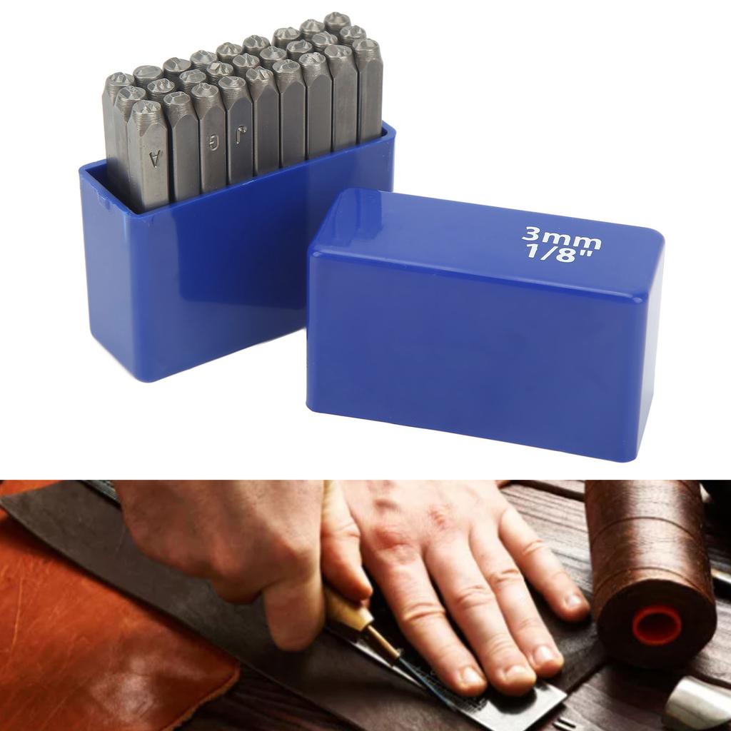 27-teiliges Metallstempel-Set aus Kohlenstoffstahl, Metall-Buchstabenstempel-Set für Schmuck, Leder, mit Aufbewahrungsbox