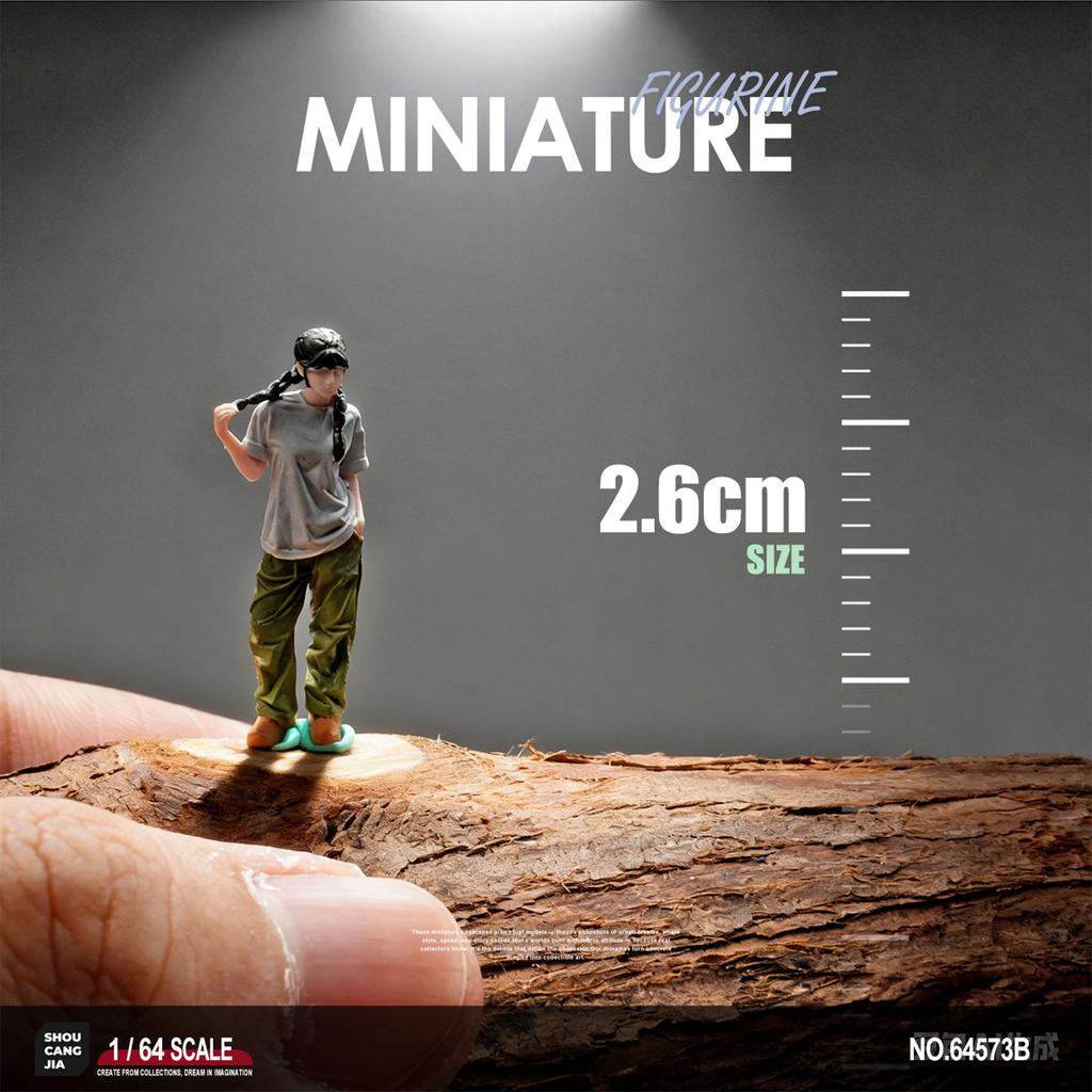 1:64 Scale Hand Painted Resin Collectible Figure Miniature Model Accessories Realistic Lounge Girl Figure Model Gift
