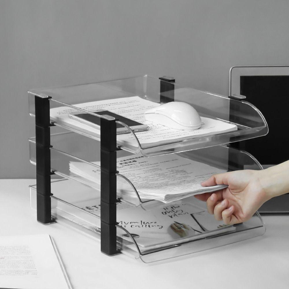 

Transparent File Rack Acrylic File Organizer Convenient Desktop Storage Box
