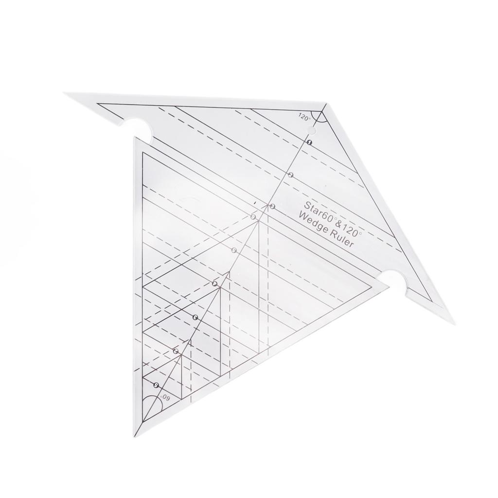 Nähkeil Lineal 60 Grad und 120 Grad Acryl Transparent Präzise Skala Wiederverwendbar Quilten