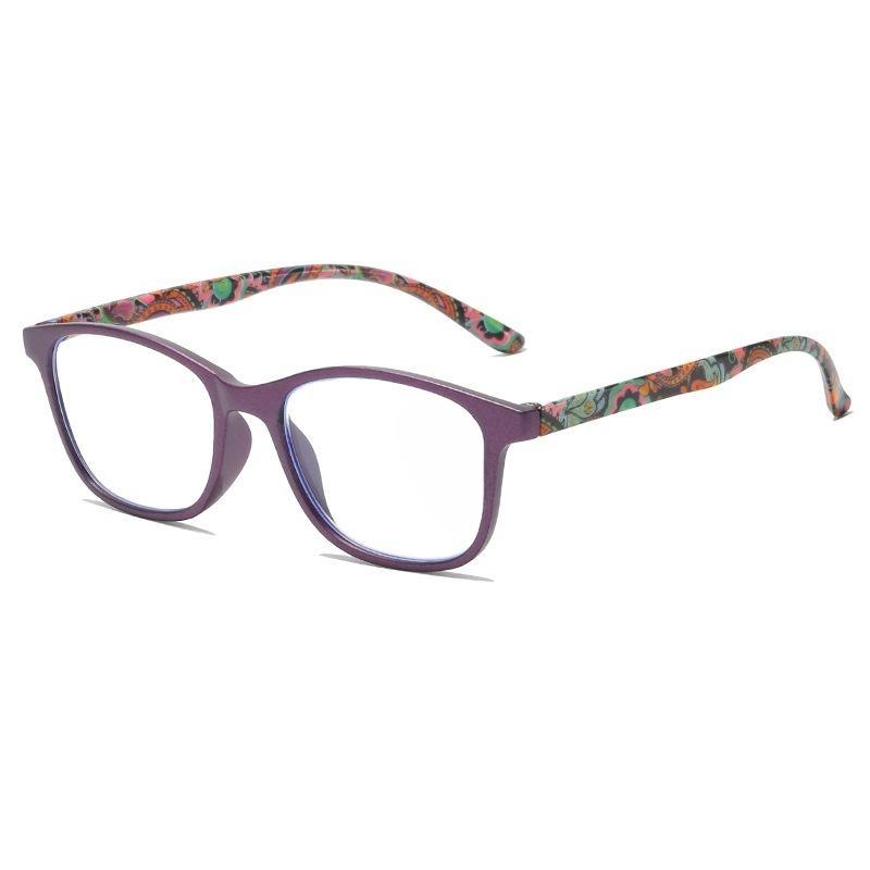 

Очки для чтения с антисиними линзами и высокой четкостью с принтом в стиле ретро для мужчин, предотвращающие усталость, женские очки для чтения +100 фиолетовый