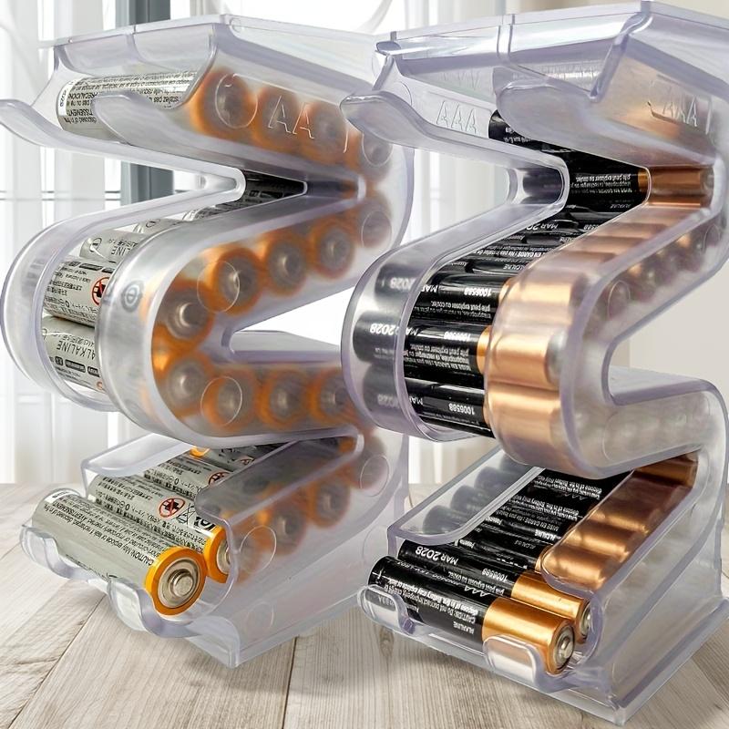 Transparenter Kunststoff Batterie-Organizer - Mehrfachfach Hängendes Aufbewahrungsregal für Batterien, Transparentes Design für einfache Sichtbarkeit, Batteriehalter