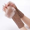 Diamond-shaped Short Woolen Gloves New Fall and Winter Woolen Sleeve Cover Female False Sleeve Knitted Warm Finger Open Wrist Arm Sleeve