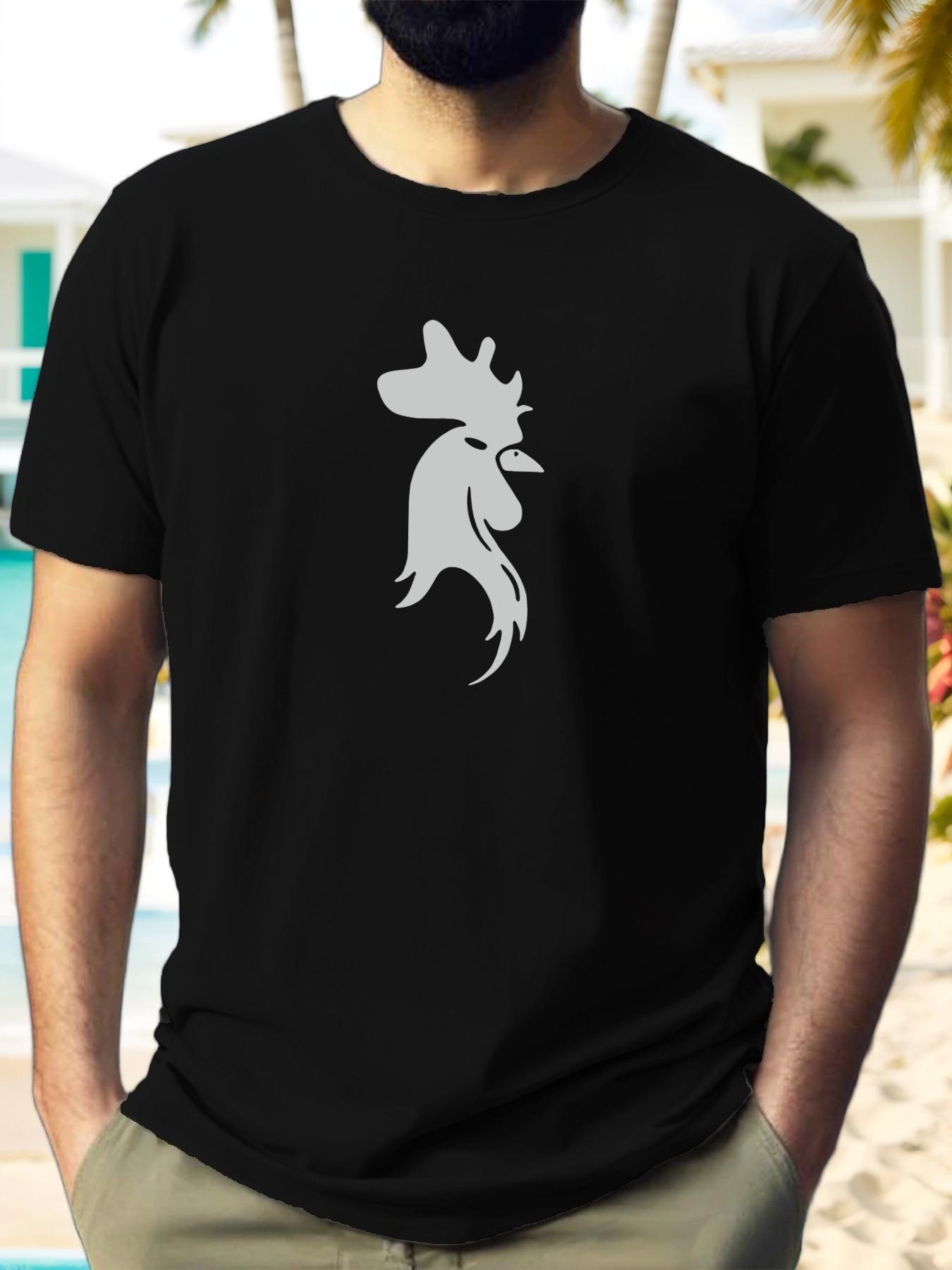 Casual Rooster Graphic T-shirt - Stylish Summer Short Sleeve Tee XXXL