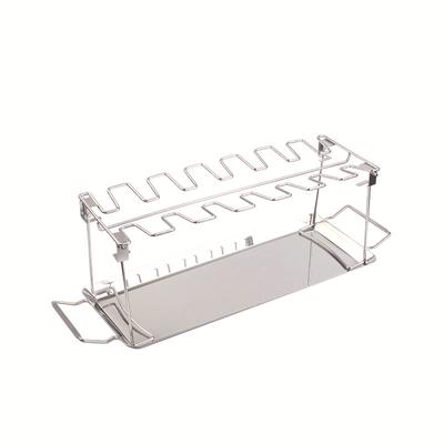 Stainless Steel Folding Grilled Chicken Leg Rack, Barbecue Grill, Barbecue Plate, Barbecue Grill, with Bottom Tray, BBQ