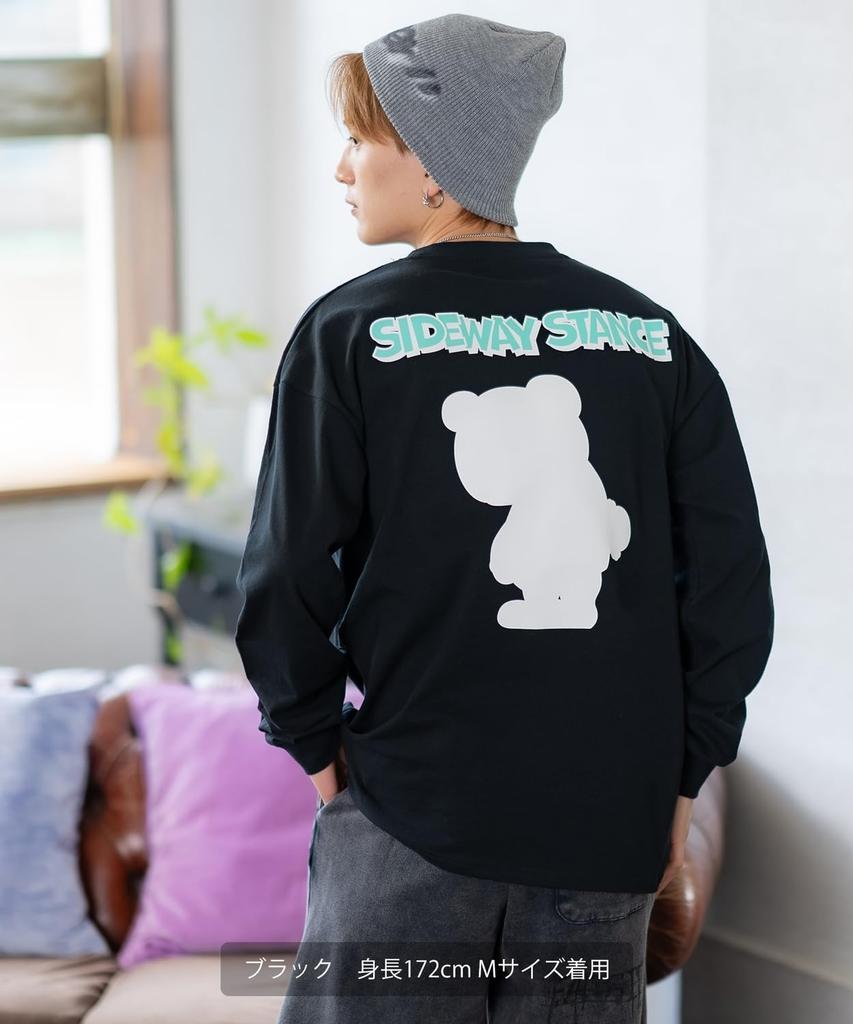 [IMPROVES] [SIDEWAYSTANCE] Silhouette Downer Bear Long Sleeve T-Shirt