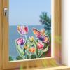 Colorful Tulip Butterfly Home Balcony Glass Door and Window Background Beautification and Decoration Window Stickers