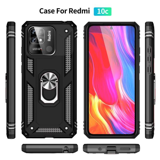Kryt Pouzdro pro Xiaomi Redmi 10C 10 C Nárazuvzdorný Pancéřovaný Odolný Vojenský Ochranný Držák Prstenu Magnetické Pouzdro na Telefon