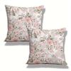 1Pc Pink Rose Floral Pillow Cover, Polyester 2D Double Sided Print Cushion Case, Romantic Watercolor Flower Throw Pillowcase, Sw