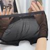 Sexy Mesh Boxer Briefs Seamless 3D Convex Film Low Rise Underwear Breathable See-Through Shorts Panties