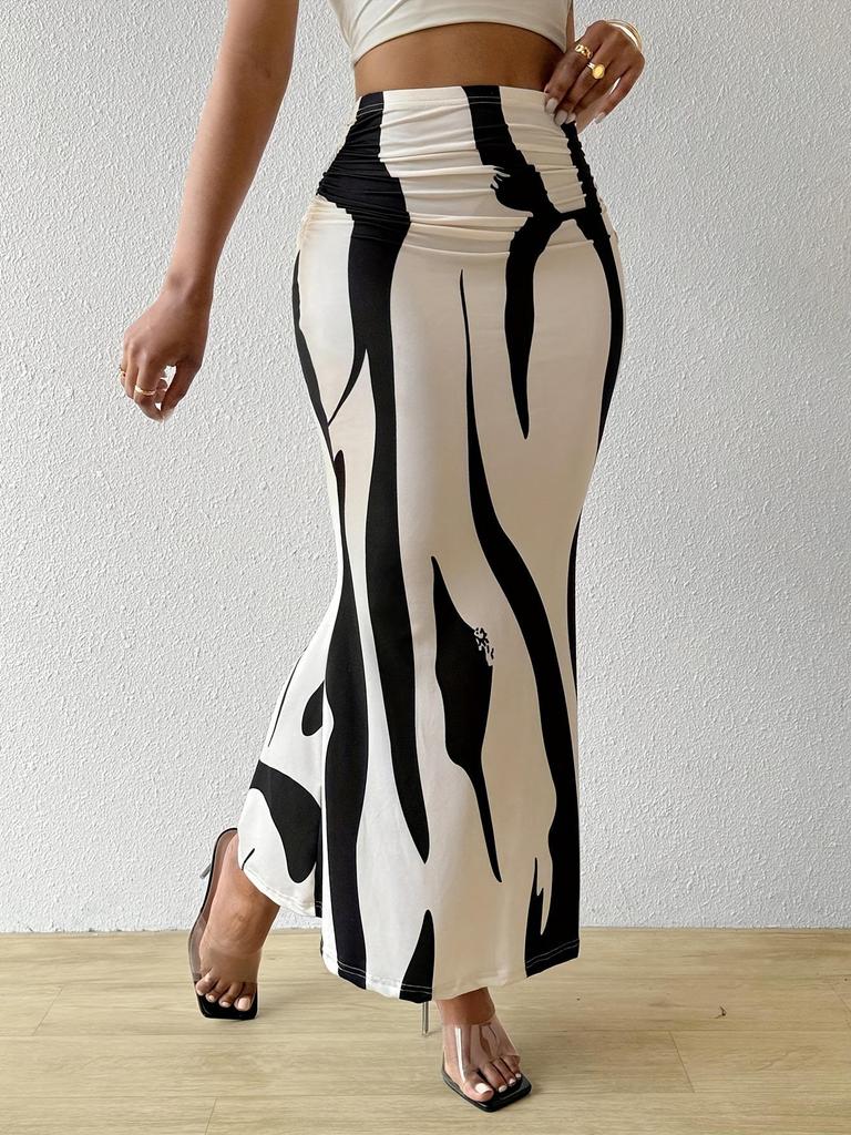European & American Women's Zebra Print High-Waist Fishtail Skirt