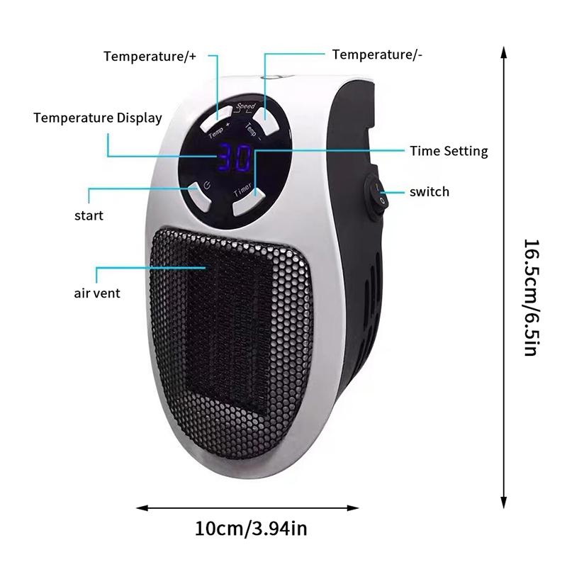 Programmable Space Heater With Led Display, Remote Wall Outlet Electric Heater With Thermostat And Timer