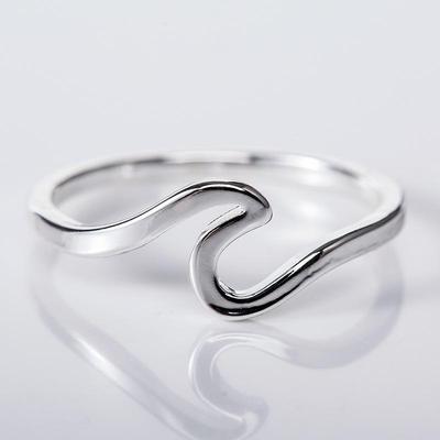 Bague Vague Simple Plaqué Argent - Bijoux de Mode en Alliage