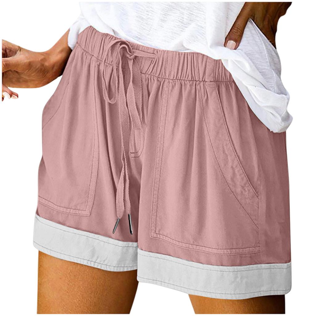 Women's Fashion Casual Elastic Waistband Pocket Drawstring Shorts