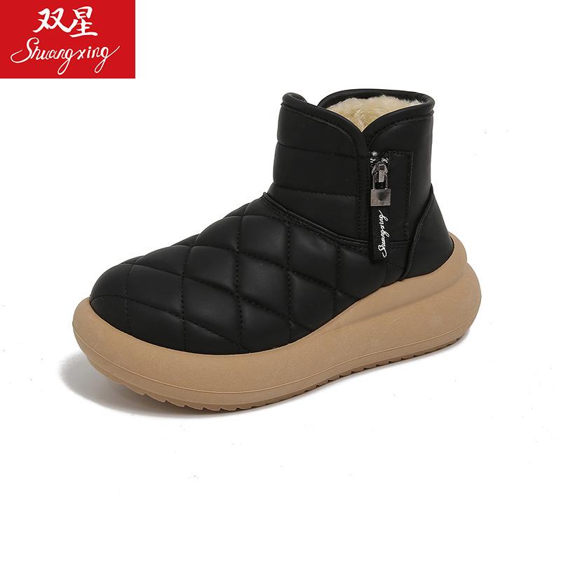

Warm bread large cotton shoes Winter son velvet heightening thick-soled snow boots 35 чёрный