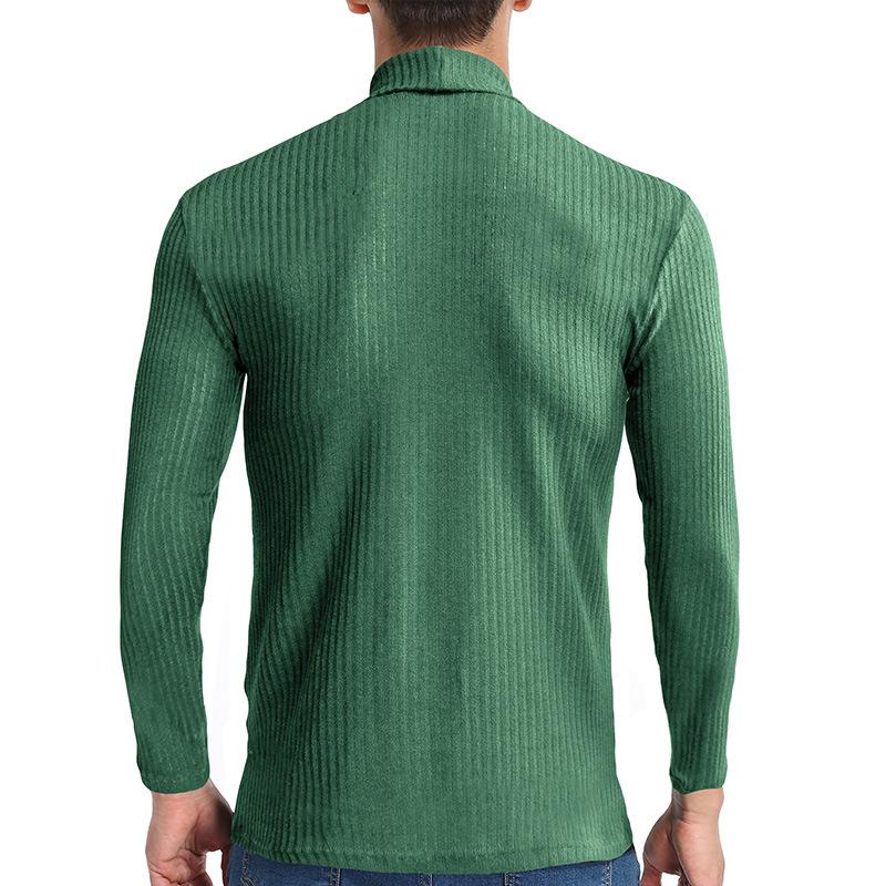 Men's Knitting Bottom Shirt Fashion High Neck Long Sleeve Fitting Versatile T-shirt Vintage Trendy Casual Wear Minimalist Fashion Breathable Shirt