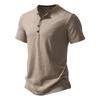 2023 Spring/Summer Men's Bamboo Cotton Henley Polo Tee - Casual Loose Fit, European Size