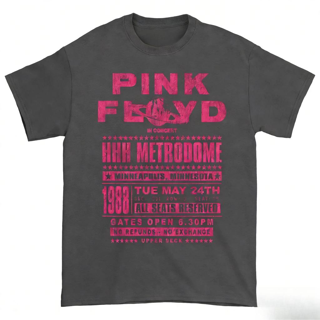 Rock Band Pink Floyd Herren 100% Baumwolle Hemden 1988 HHH Metrodome Ticket Grafik Neu Sommer Frühling Damen Hiphop Y2k Mode T-Shirt