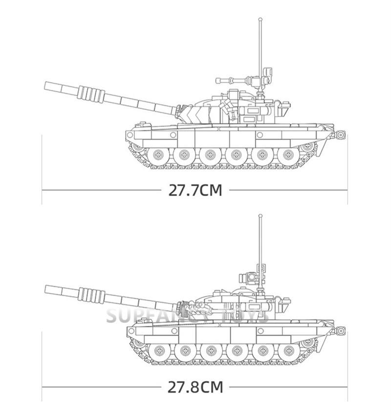 Sluban Military Strv103 Main Battle Tank T-72B3 Mbt Blocks Army Helicopter Vehicle Weapon Diy Creative Construction Blocks Young Boys Toys