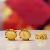 5Pcs, Energy Natural Stone Pendant with Gold Trim Accents, Stylish Handcrafted Yellow Gemstone Charms for DIY Necklace Accessories, Jewelry Making