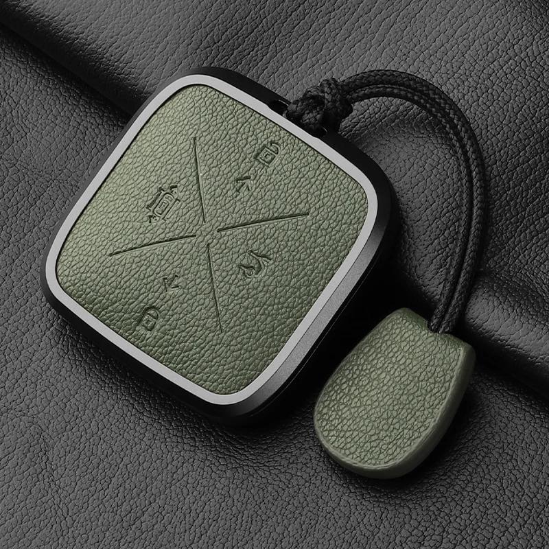 Metal And Leather 4 Button Car Key Case Cover For Zeekr X 001 009   Car Key Case Protect Fob
