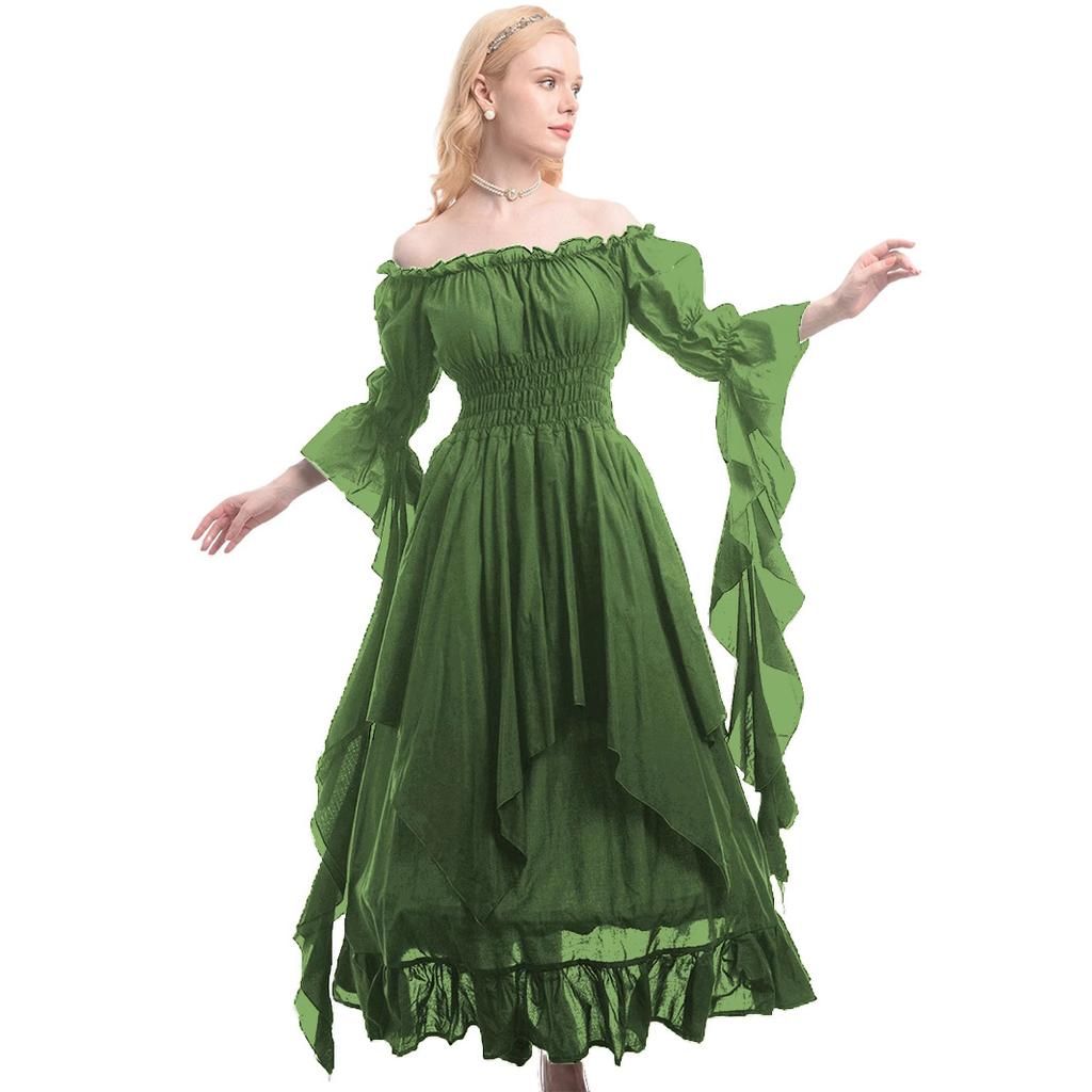 Medieval Halloween Cos Revival Dress Bundled Waist Palace Style Long Skirt Europe and The United States