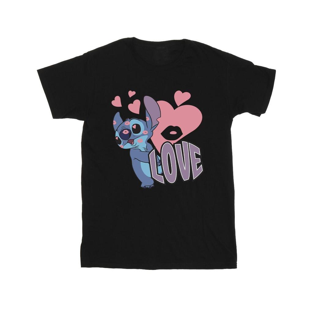 Lilo & Stitch Mens Love Hearts Cotton T-Shirt