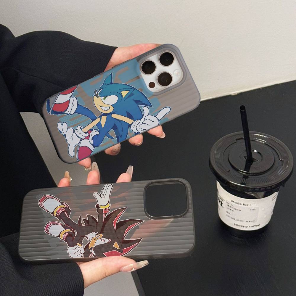 Cartoon Phone Case For S-Sonics Phone Case Corrugated Pattern Phone Case For iPhone 17 Air 16 15 14 13 12 11 Plus Pro Max Cover