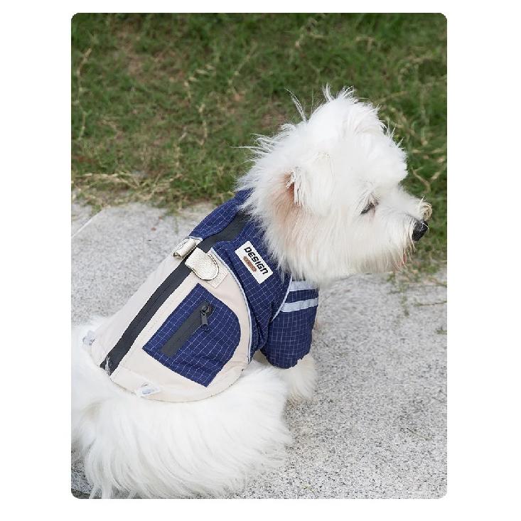 Autumn Winter Dog Outfit Functional Plaid Dog Cotton Coat Thickened Warm Dog Pet Clothes