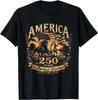 America 250 Years Legacy of Freedom Patriotic Horse USA Flag T- Unisex T-Shirt
